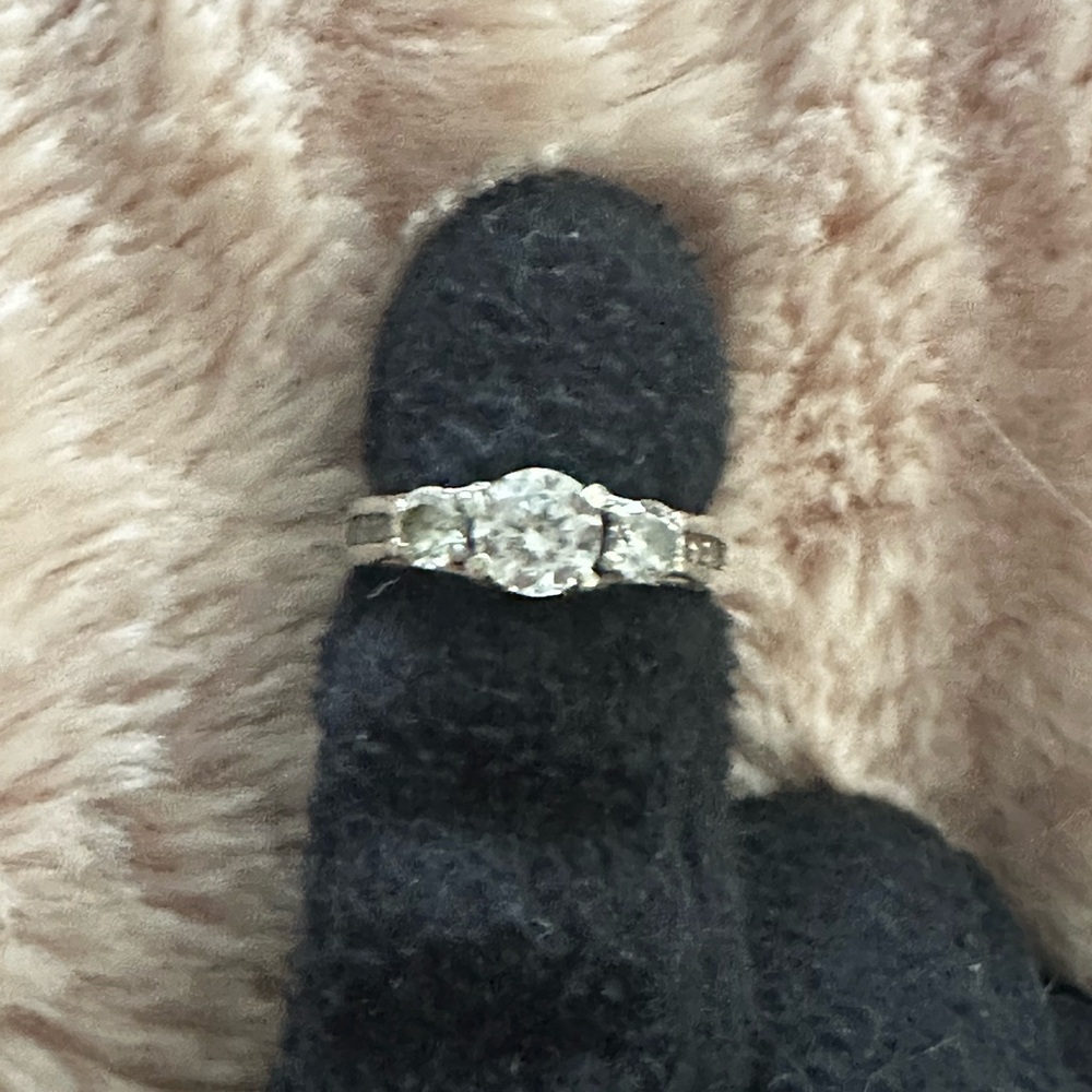 Elegant 925 Sterling Silver/10k white gold with natural diamonds Women's Ring.